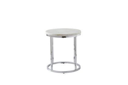 Echo - White Marble Top Round End - White
