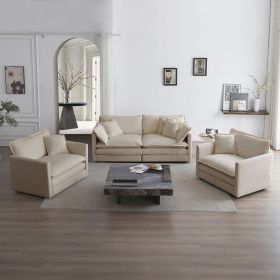 3 Piece Sofa Set with Arm Pillows and Toss Pillows , Sofa Set Include 2- Piece of Arm Chair and One 2-seat Sofa (Color: as Pic)